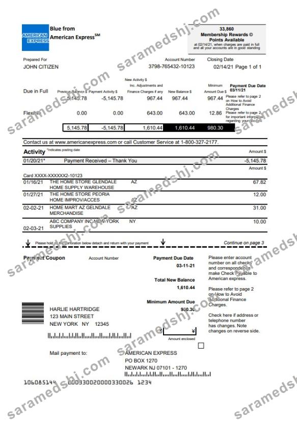 USA New York American Express Blue excel